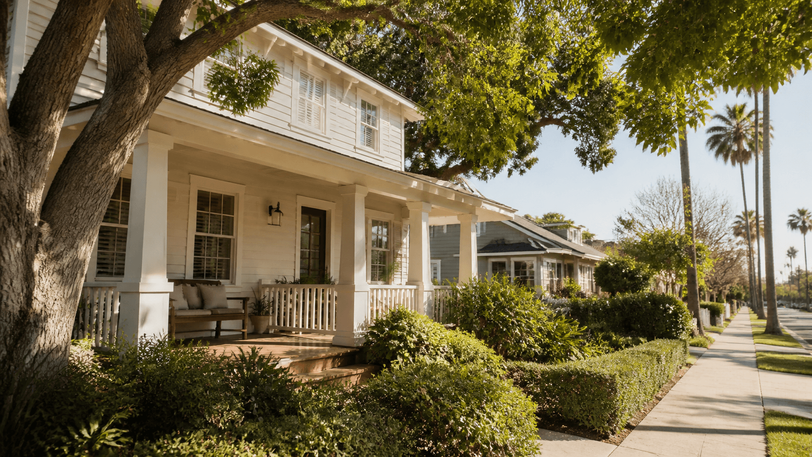 Illustrative Craftsman home on a Coronado Village street.